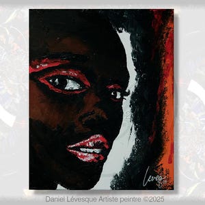 Portret van een Afrikaanse vrouw. Origineel acrylschilderij op canvas.