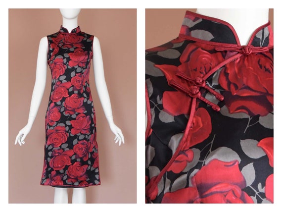 Vintage Rose Print Cheongsam