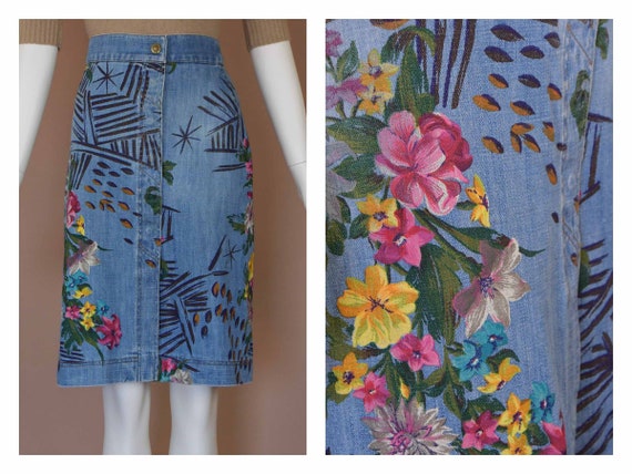 Kenzo Painted Denim Skirt