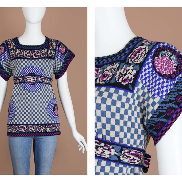 Anna Sui x James Coviello Art Deco Checker Sweater (XS/S)