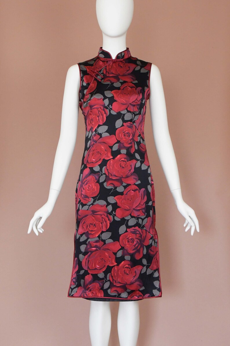 Vintage Rose Print Cheongsam