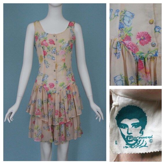 Betsey Johnson Punk Label Vintage Floral Tiered Dr