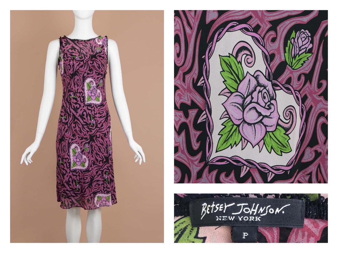 VTG!90s ベッツィジョンソン　Franky for Betsey\" ワンピ 1990s Franky for Betsey Johnson Tattoo Dress — Third Eye Vintage