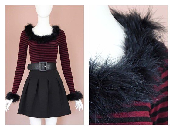 Betsey Johnson Vintage Marabou Feather Accented Cr