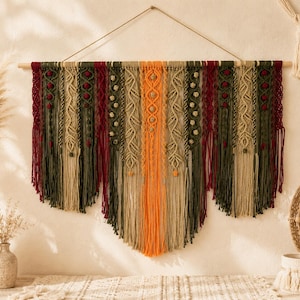 Large Macrame Wall Hanging – Earth Tone Boho Fiber Art Tapestry