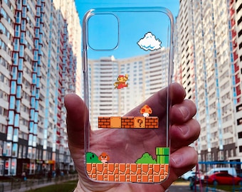 Capa Super Bros para iPhone 17/16/15: Pixel Art, Capa Protetora Fina