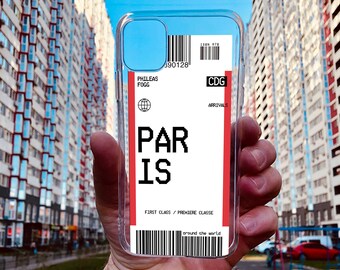 Paris Plane Ticket Phone Case: Custom City Name, Impact Protection