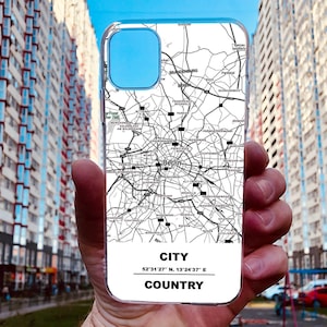 Your City, City Map Handyhülle, City Map Hülle für iPhone 15 pro mini 16 Pro Xs Max Xr X 8 7 6s, Samsung, Google Pixel