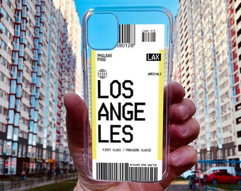 Funda para teléfono con boleto de avión de Los Ángeles: Funda para pasaporte de viaje de LAX