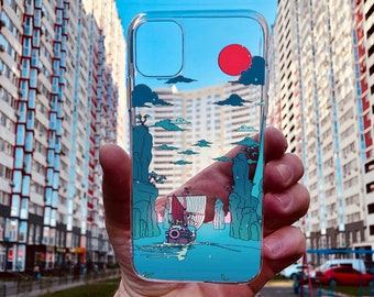 Japanese World iPhone 17/16/15 Case: Anime Boat Scenery