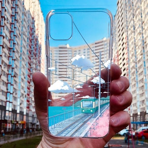 日本鉄道iPhoneケース：ブルーピンクのスリムスマホカバー