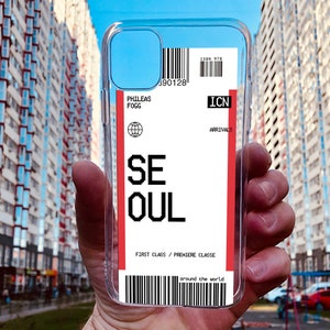 Seoul Flugticket-Handyhülle: Benutzerdefinierter Stadtname, Reisegeschenk