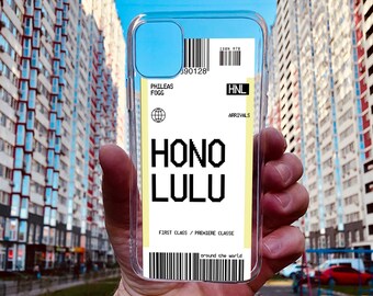Honolulu Flight Ticket iPhone Case: Clear Soft Silicone Cover