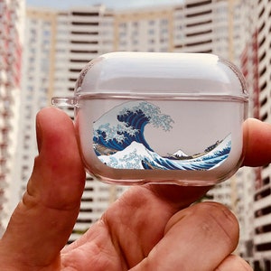 Great Wave off Kanagawa Airpods Case Apple Airpods Cover Airpod Pro Case Keychain Cat Airpod Pro Cover Cute Airpods Clear Plastic Silicone
