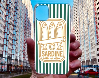 Green Stripe Sardine Case: iPhone, for Samsung, Pixel Phone Cover