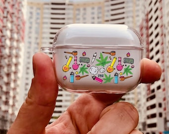 Hippie AirPods Case: Clear Hard Plastic with Keychain