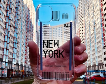 Funda transparente para iPhone con diseño de billete de avión personalizado