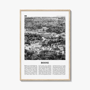 Impresión en blanco y negro n.° 1 de Boone, arte mural de Boone, póster de Boone, foto de Boone, decoración de pared de Boone, mapa de Boone, Carolina del Norte, EE. UU.