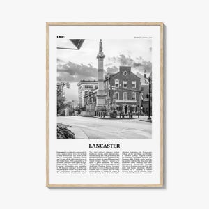 Lancaster Print Black and White Pennsylvania, Lancaster Wall Art, Lancaster Poster, Pennsylvania, USA, United States, North America