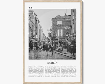 Dublin Poster Print Black and White, Temple Bar Photo, Ireland Wall Art