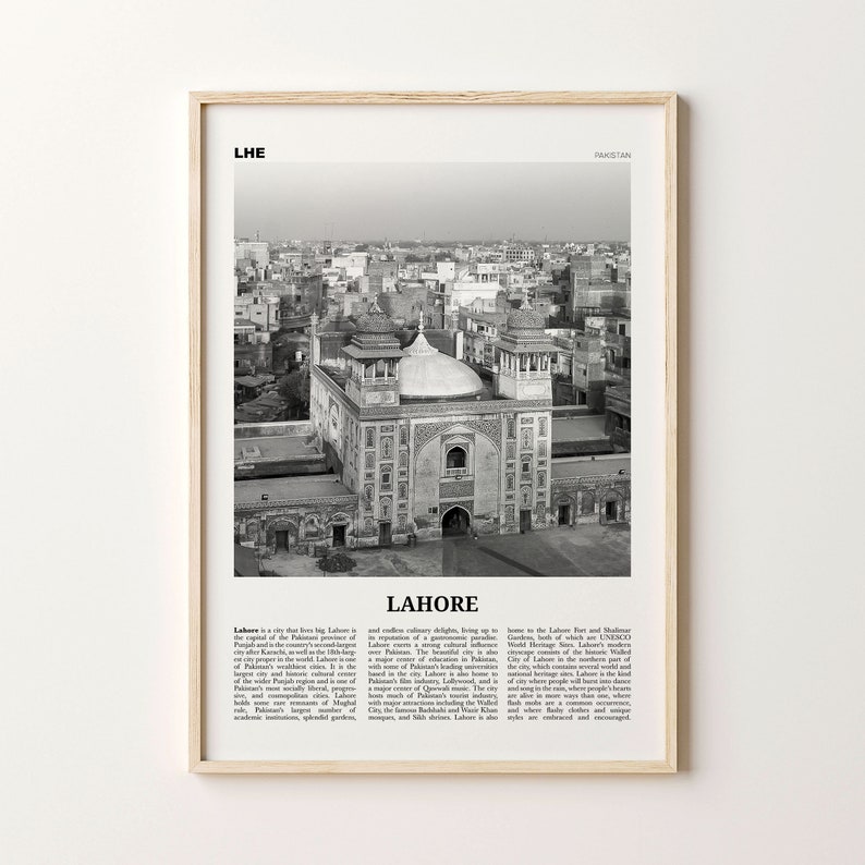 Lahore Print Black and White Town Lahore Wall Art Lahore Etsy