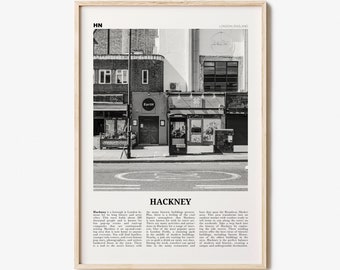 Hackney Print Black and White, Hackney Wall Art, Hackney Poster, Hackney Photo, Hackney Wall Décor, Hackney Map, London, England