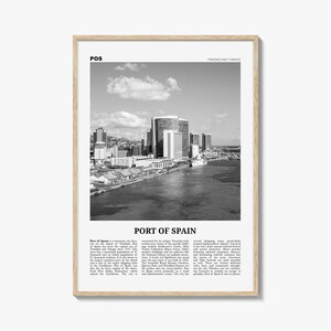 Port of Spain Poster Schwarz weiß, Port of Spain Wand Kunst, Port of Spain Poster, Port of Spain Foto, Trinidad und Tobago, Porto España