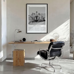 Palm Springs Poster Print Black and White, California Travel Wall Art, Mountain View Decor image 3