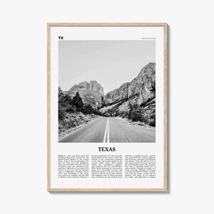 Impresión de Texas en blanco y negro n.° 1, arte mural de Texas, póster de Texas, foto de Texas, decoración de pared de Texas, EE. UU., Norteamérica