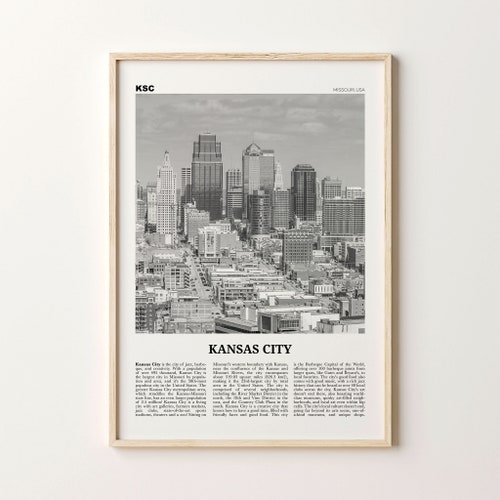 Kansas City Print Black and White Skyline Kansas City Wall | Etsy
