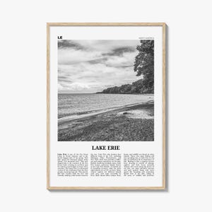 Lake Erie print zwart-wit, Lake Erie muurkunst, Lake Erie poster, Lake Erie foto, Lake Erie wanddecoratie, Noord-Amerika