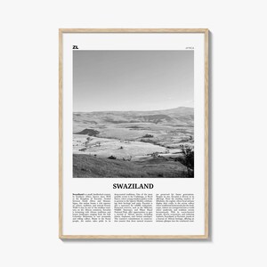 Impressão da Suazilândia em preto e branco, arte de parede da Suazilândia, pôster da Suazilândia, foto da Suazilândia, decoração de parede da Suazilândia, pôster do mapa da Suazilândia