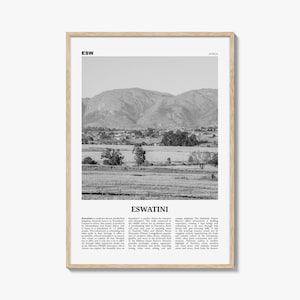 Stampa Eswatini in bianco e nero, Arte della parete Eswatini, Poster Eswatini, Foto Eswatini, Decorazione murale Eswatini, Stampa artistica country, Stampa Africa