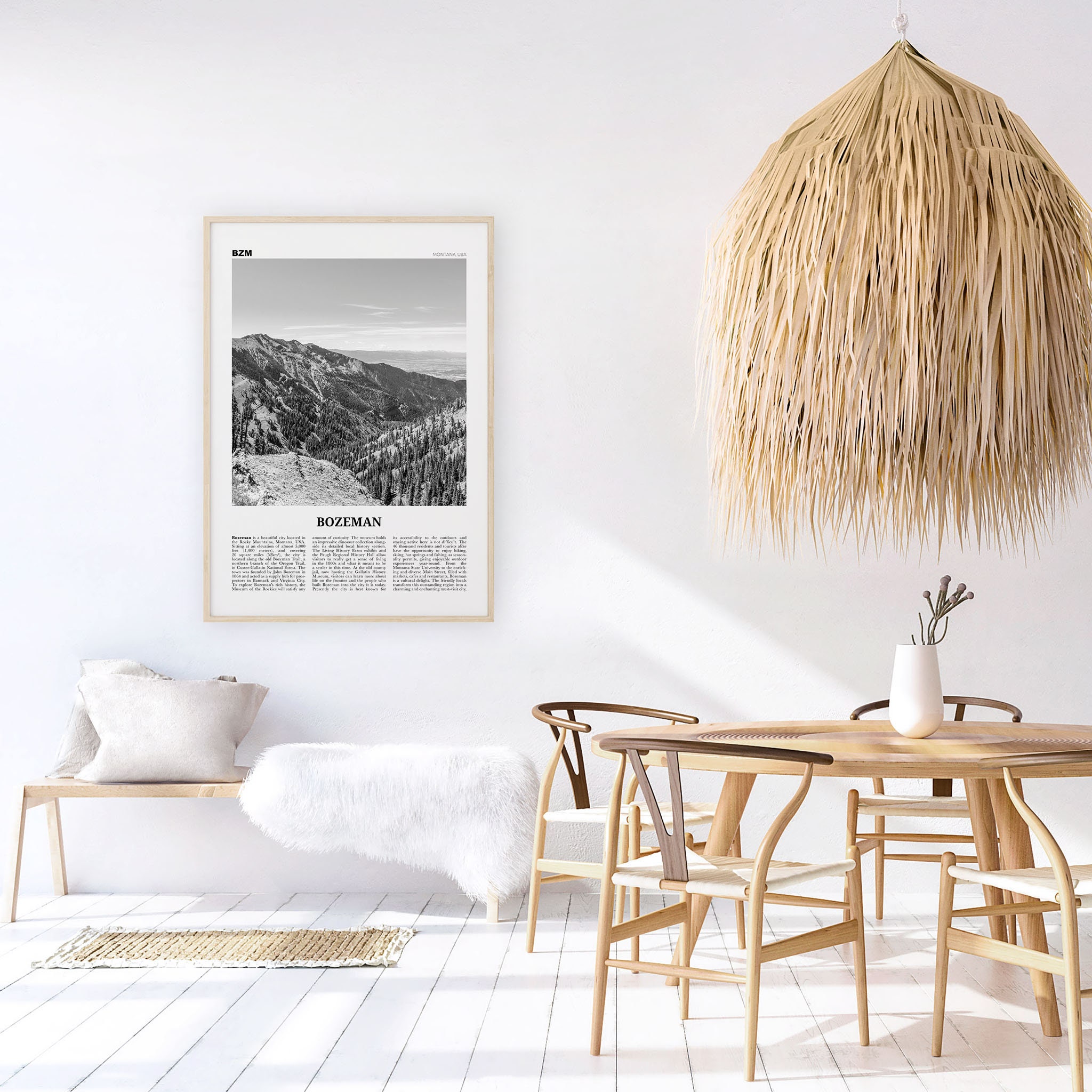 Bozeman Print Black and White Bozeman Wall Art Bozeman Etsy