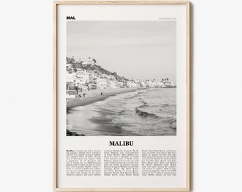 Malibu Print Black and White No 1, Malibu Wall Art, Malibu Poster, Malibu Photo, Malibu Wall Decor, California, USA, United States