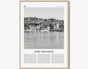 Port Townsend Poster Print Black and White, Washington Travel Wall Art, Pacific Northwest Decor