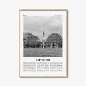 Dartmouth Print Black and White New Hampshire, Dartmouth Wall Art, Dartmouth Poster, Dartmouth Photo, Dartmouth Décor, USA