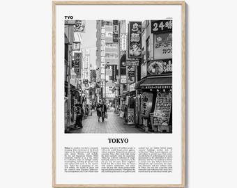 Póster de Tokio en blanco y negro, arte mural de viajes a Japón, decoración de Japón