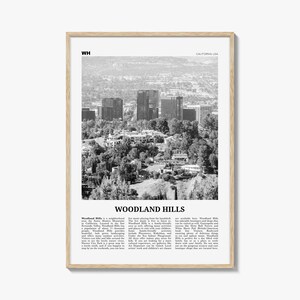 Impressão em preto e branco de Woodland Hills, arte de parede de Woodland Hills, pôster de Woodland Hills, foto de Woodland Hills, Califórnia, EUA, Estados Unidos