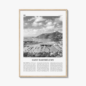 Saint Barthélemy Poster Print Black and White, France Travel Wall Art, St Barts Decor