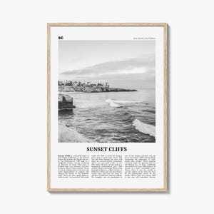 Stampa Sunset Cliffs in bianco e nero, stampa murale Sunset Cliffs, poster Sunset Cliffs, foto Sunset Cliffs, San Diego, California, USA