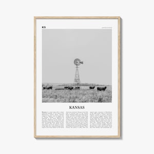 Impresión en blanco y negro n.° 1 de Kansas, arte mural de Kansas, póster de Kansas, foto de Kansas, decoración de pared de Kansas, EE. UU., Norteamérica