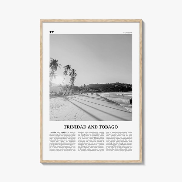 Trinidad and Tobago Poster Print Black and White, Caribbean Travel Wall Art, Beach Photography