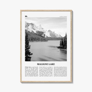 Maligne Lake Druck Schwarzweiß, Maligne Lake Wandkunst, Maligne Lake Poster, Maligne Lake Foto, Maligne Lake Dekoration, Maligne Lake Karte