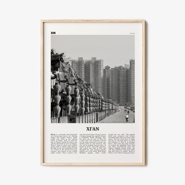 Xi'an Print Black and White, Xi'an Wall Art, Xi'an Poster, Xi'an Photo, Xi'an Wall Décor, Xi'an Map, China