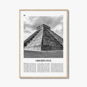 Chichen Itza Print Black and White, Chichen Itza Wall Art, Chichén Itzá Poster, Chichén Itzá Photo, Chichén Itzá Wall Décor, Mexico