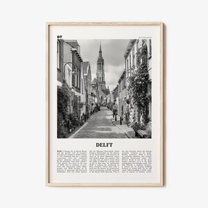 Delft Print Black and White, Delft Wall Art, Delft Poster, Delft Photo, Delft Wall Décor, Delft Map, Netherlands