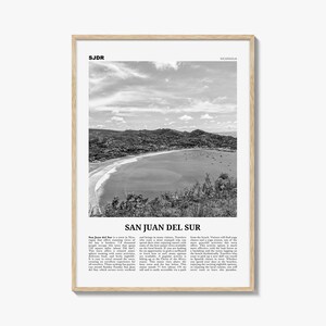 Impresión de San Juan del Sur en blanco y negro, Arte de la pared de San Juan del Sur, Cartel de San Juan del Sur, Foto de San Juan del Sur, Nicaragua
