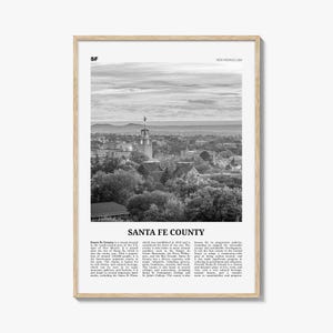 Santa Fe County Print Black and White, Santa Fe County Wall Art, Santa Fe County Poster, Santa Fe Photo, Santa Fe Wall Décor, Santa Fe Map
