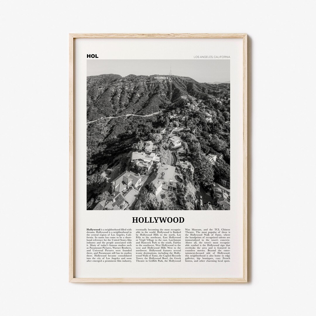 Hollywood Print Black and White, Hollywood Wall Art, Hollywood Poster, Hollywood, Los Angeles